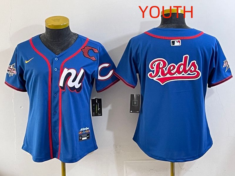 Youth 2025 Cincinnati Reds Blank Blue All star Nike MLB Jersey style 03